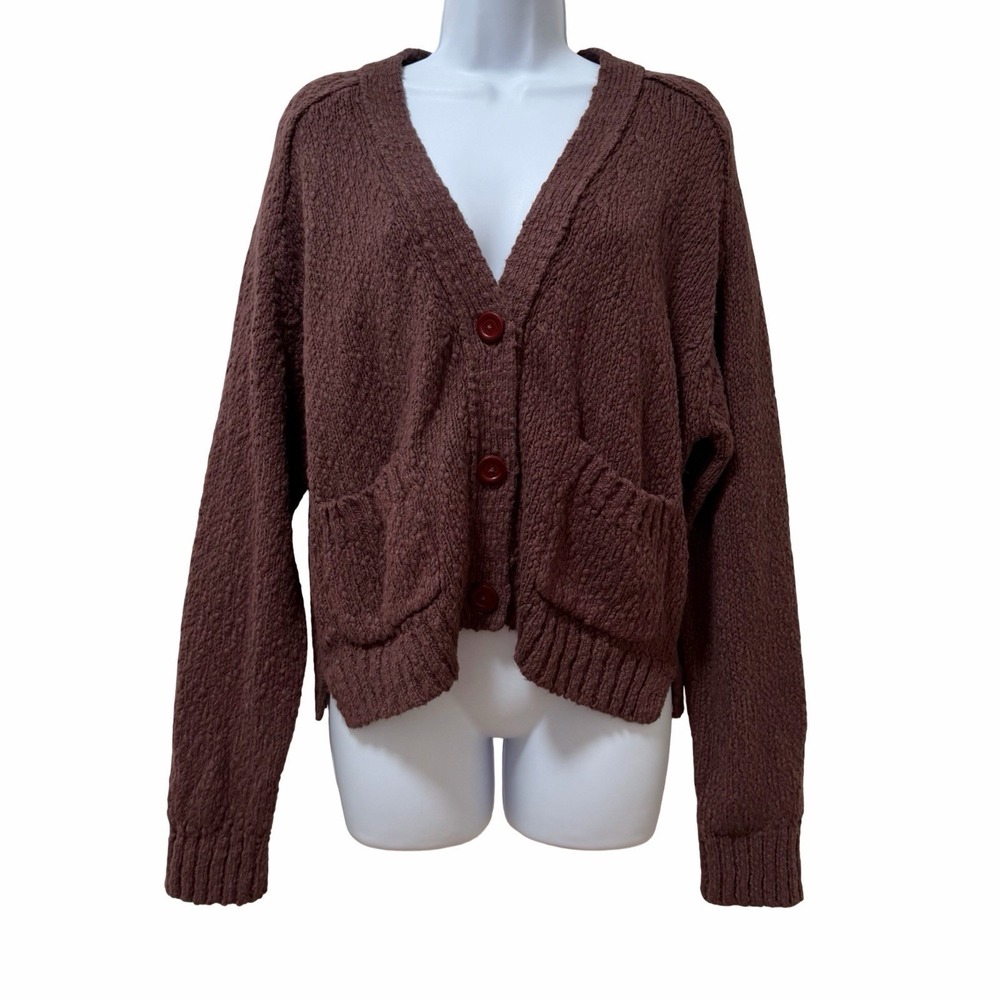 REVOLVE Cotton by Autumn Cashmere Cropped V Neck Cardigan Size S‎ Cocoa NWT